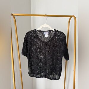 Black Knit Button-Up Cardigan